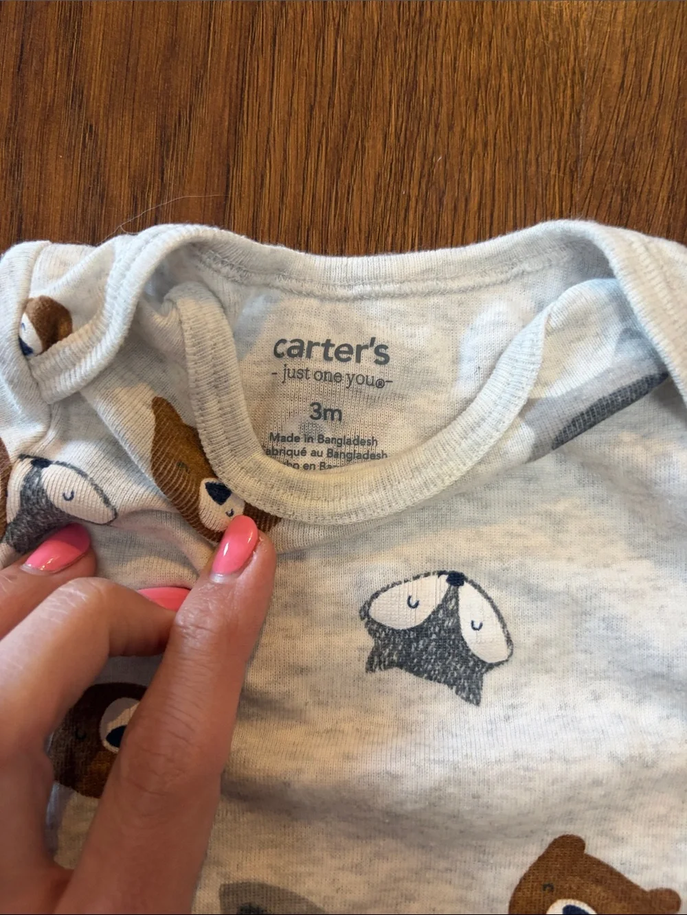Carter's Brown Bear Hoodie One-Piece Set with Gray Animal Print